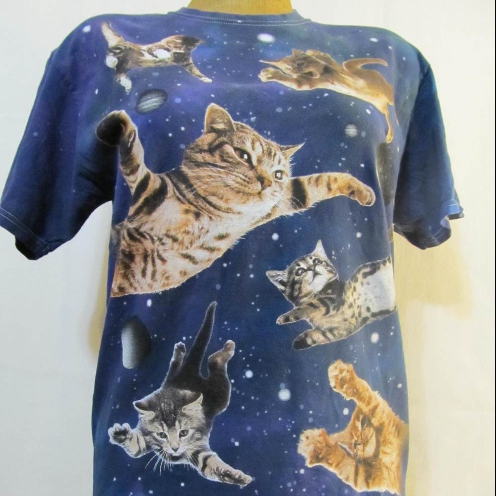 Space Cats Blue Shirt